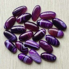 Wholesale 20pcs Natural Purple Stripe Onyx Oval Cab Cabochons DIY 15x30mm