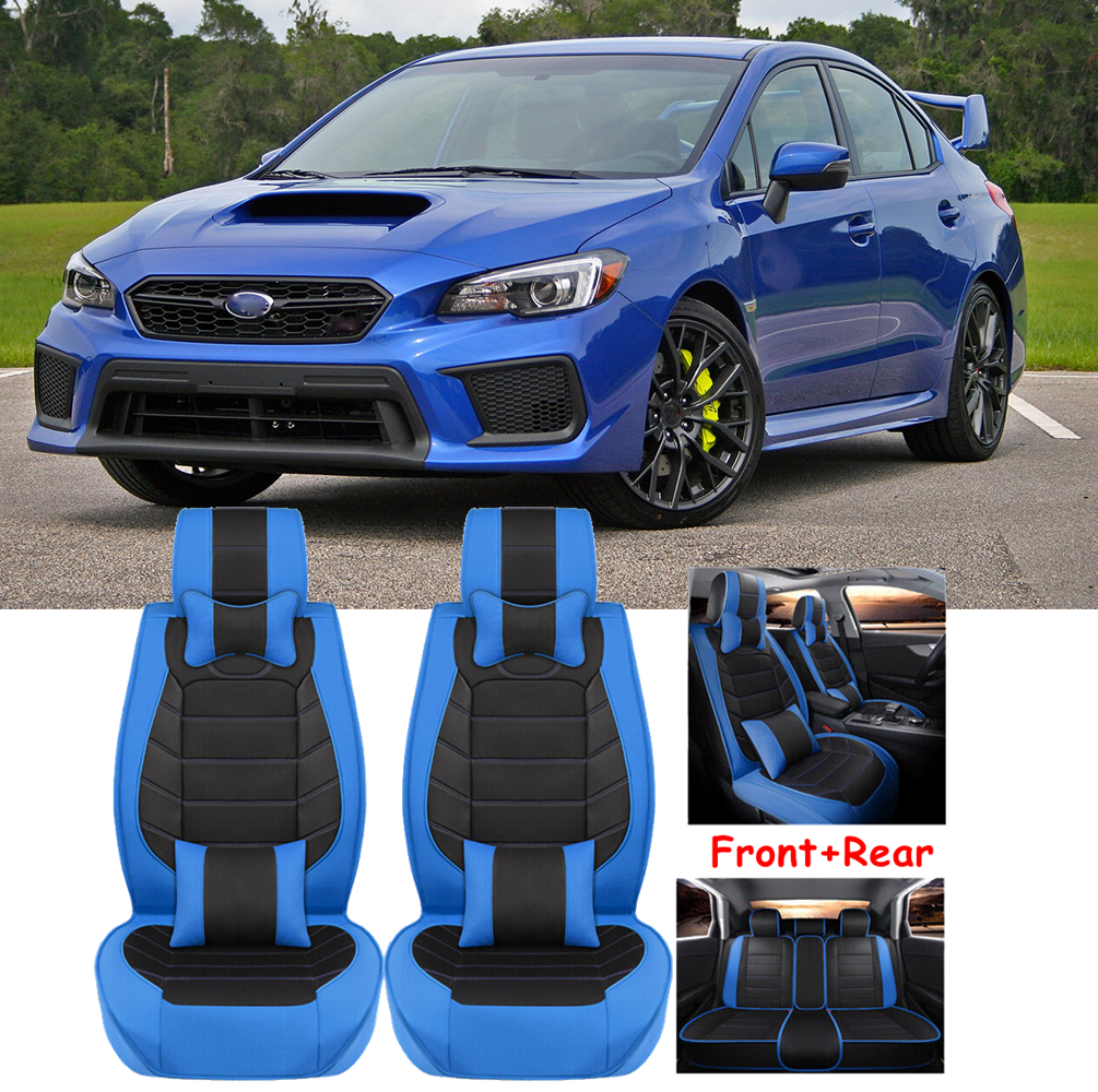 PU Leather Car Seat Cover 5-Seats Full Set Front Rear For Subaru WRX Impreza