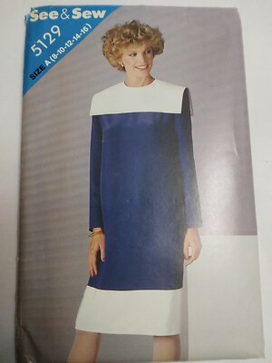 Dress Straight  8 10 12 14 16 Butterick 5129 See & Sew Sewing Pattern UC VTG 80s