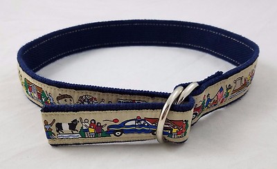 The Belted Cow D-Ring Ribbon Web Belt Blue Festival Parade Kids Youth Boys Girls