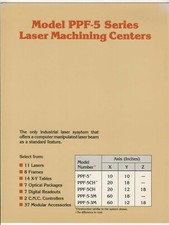 HDE Systems, Inc. Model PPF-5 Series Laser Machining Centers 1980 Brochure