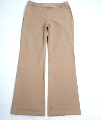 Y2K Express Junior 5 / 6  Ins 30 Dress Pants Slacks Beige Stretch Cuffed WideLeg