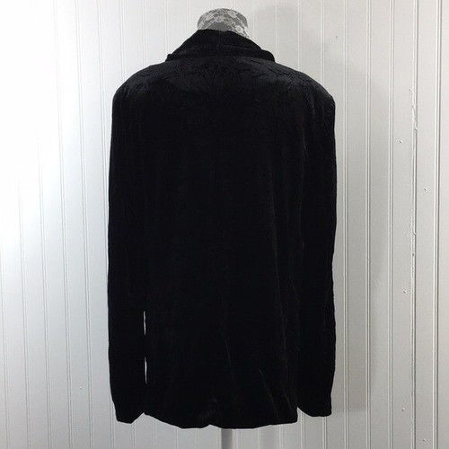 Ro & De Black Crushed Velvet Blazer Jacket Womens Medium Open Front - Picture 4 of 12