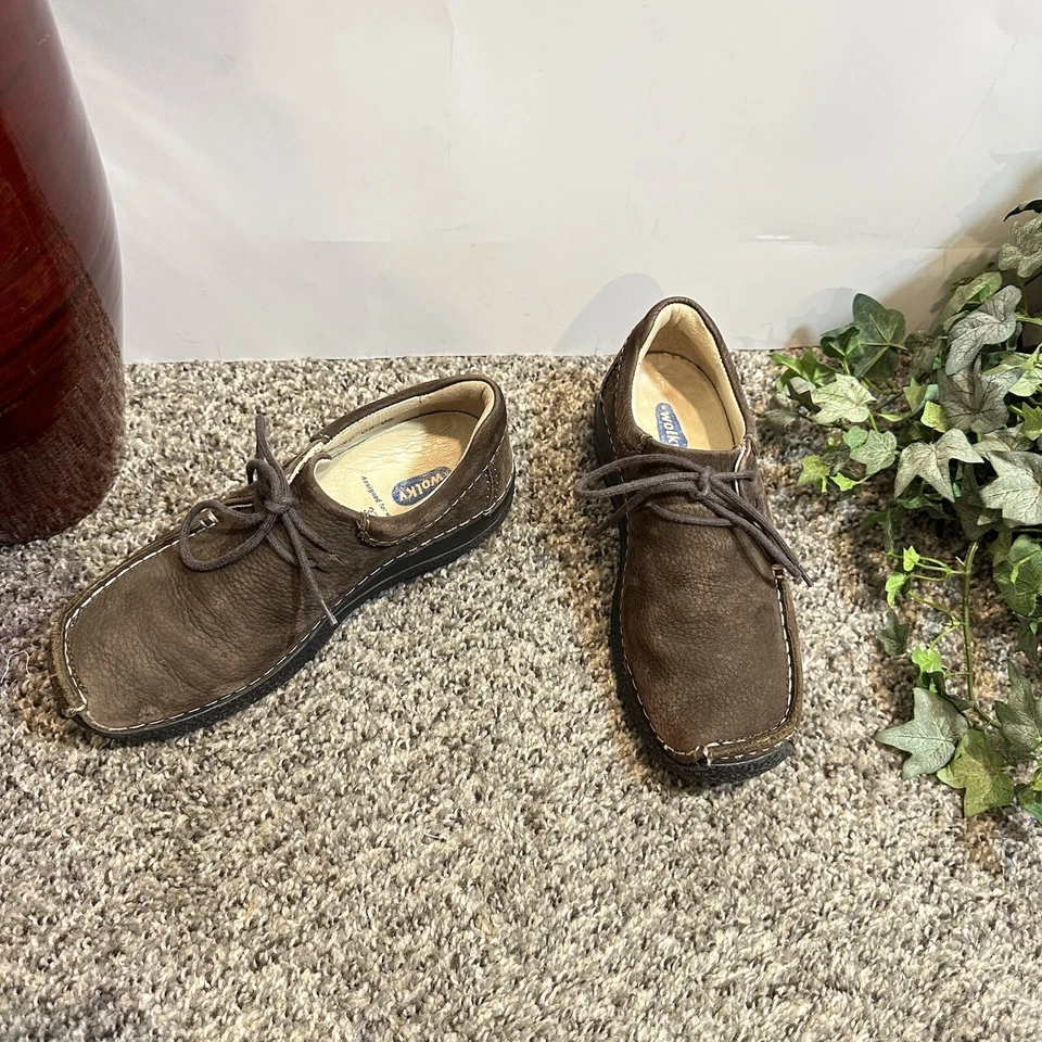 Zapatos Oxford Wolky Seamy Roll Marrón Guijarro Cuero Con Cordones para Caminar 37 EE. UU. 6 Foto 2 de 4