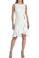 CALVIN KLEIN  RUFFLE DETAILS  SHEATH DRESS,  WHITE ,  SIZE 8 NWT