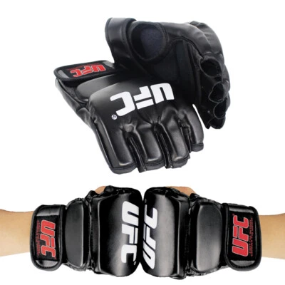 MMA Fighting Gloves Muay Thai UFC Sanda Training Sparring Leather Gloves Black