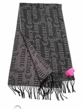 Juicy Couture Blanket Scarf W/Fringe JC Print Gray/Pink 72"x 20" - NWT