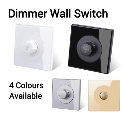 Tempered Glass LED Dimmer Switch Twist Knob Wall Mounted Light Control ...
