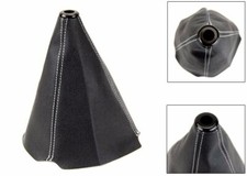 9 Black Pvc Leather Shifter Shift Gear Knob Boot Cover White Stitch For Toyota