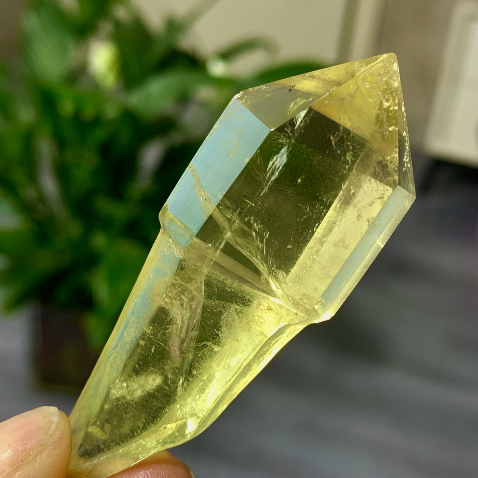 35G Natural Citrine Quartz Obelisk Crystal Double Point Wand Reiki Healing Gem