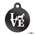 Love Great Dane Engraved Keychain Round Tag w/tab park German Mastiff profile
