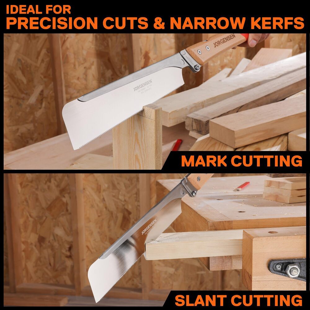 JORGENSEN Japanese Pull Saw 9.5 Inch Pro Folding Dovetail Saw SK5 Steel Blade