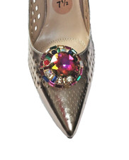Round Shoe Clip with Rhinestones, Multicolor