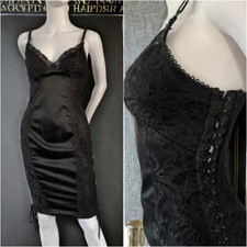 Vintage D&G by Dolce & Gabbana Lace Up Bodycon Black Dress IT sz 44/US8/UK12
