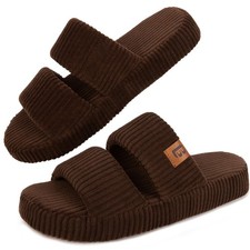 Slippers for Women Memory Foam Open Toe Slide Indoor House Shoes Slip On Bedr...