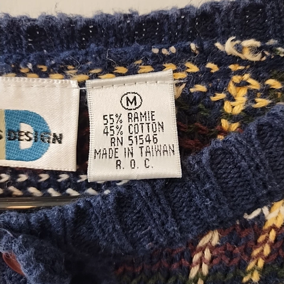 Cárdigan vintage para mujer Paul Harris Design azul/borgoña a cuadros talla M Foto 4 de 4