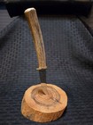 TED MILLER Handmade Custom Knife Stag Handle with Turquoise Inlays, Custom Stand — photo 2
