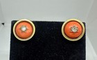 Victorian Coral Old Mine Cut Diamond Earrings 14K Gold Antique Star Motif 1860 — photo 3