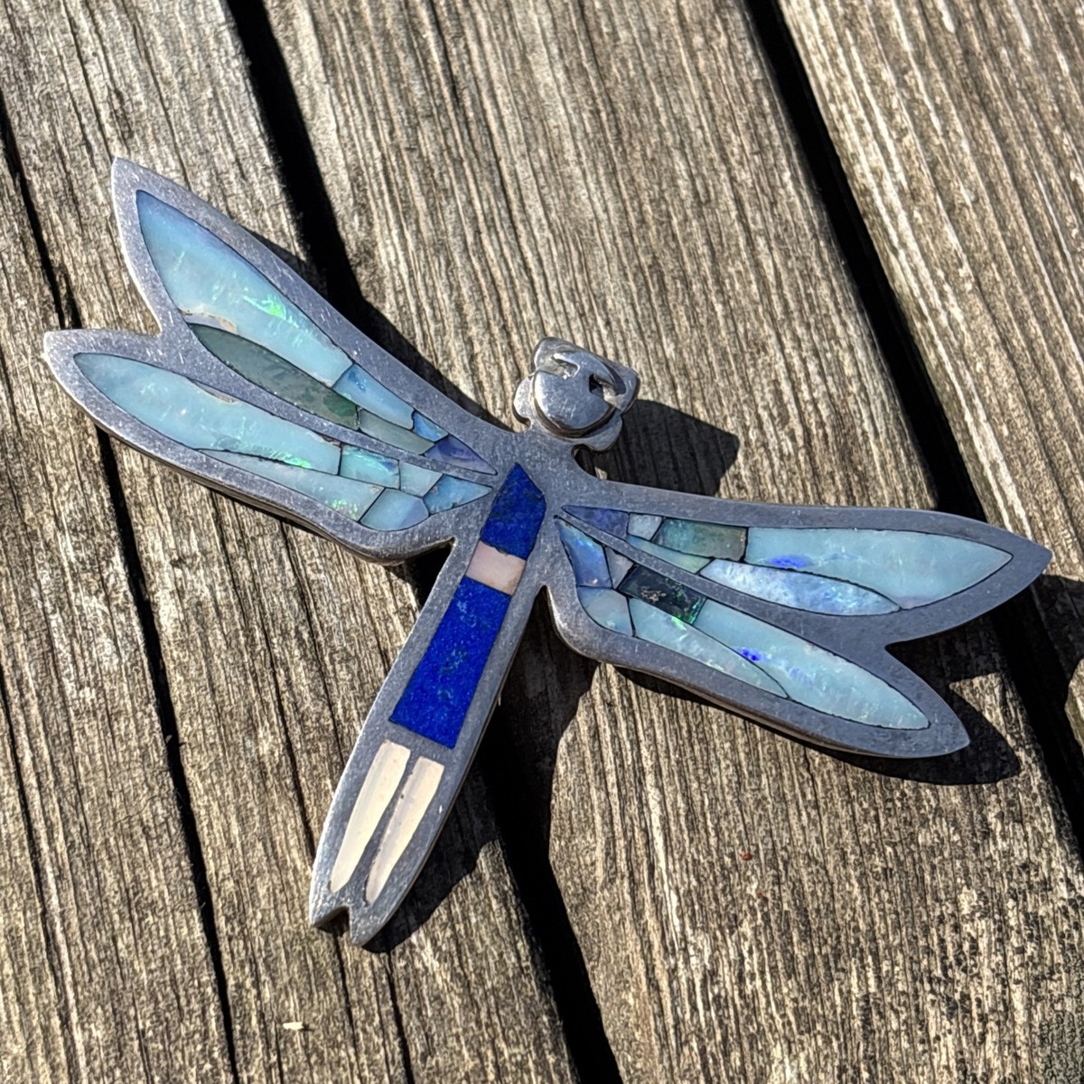 Rolanda Haloo Dragonfly Maiden Pendant Brooch Sterling Silver Opal