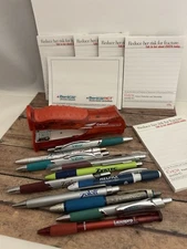 LOT 18 Advertising Pharmaceutical Drug Rep Promo Pens Stapler Notepads Untested