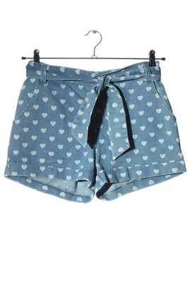 AIKI KEYLOOK Jeansshorts Damen Kurze Hose Gr. DE 38 blau-wollweiß Casual-Look