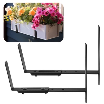 Adjustable Window Planter Box Brackets 2 Pack Flower Holder for Wall Mounting on