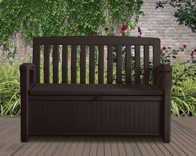 Keter Gartenbank ''Patio'', braun - Auflagenbox Sitzbank Gartenbank Truhenbank