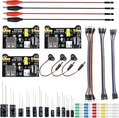 Arduino MB102 Breadboard Power Supply Module 3.3V 5V 9V Battery Clip Alligator