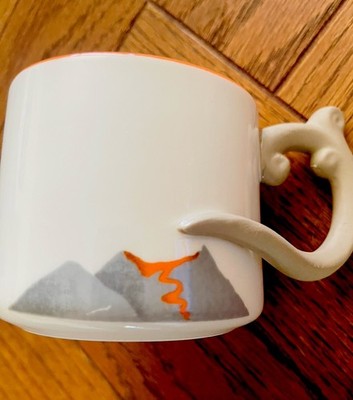 2014  STARBUCKS Hawaii VOLCANO 10oz Mug Orange Lava interior Smoke / Ash Handle