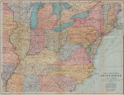 OST VEREINIGTE STAATEN. Leuchttürme/Leuchtschiffe & deren Sichtbarkeit. USA 1909 Karte