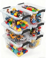 Plastic Storage Bins w/Lids 6 Pack Storage Organizer, 7Qt Stackable Storage Bins