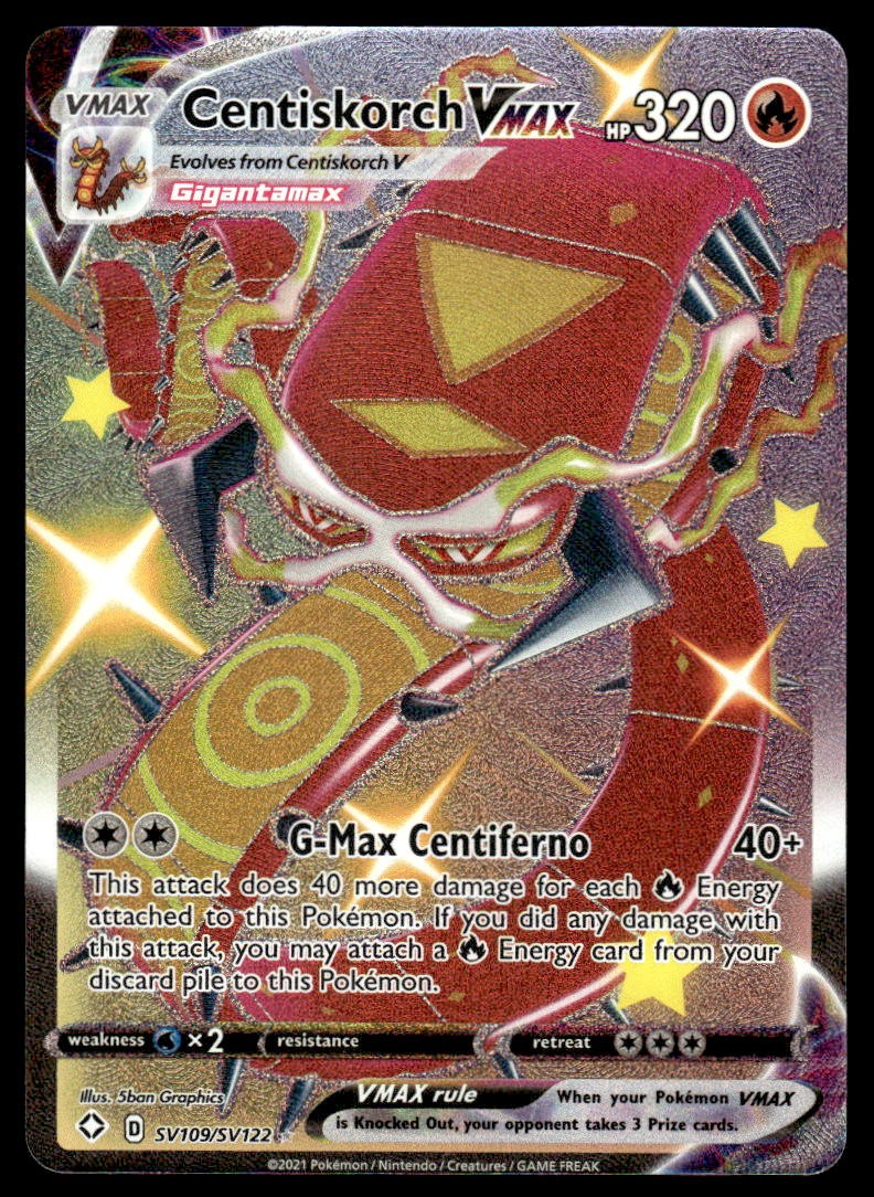 Pokemon TCG Shining Fates: Shiny Vault #SV109/SV122 Centiskorch VMAX NM