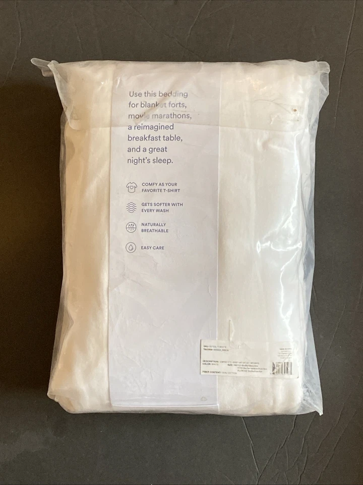 Juego de sábanas de punto de jersey de algodón The Company Store, blanco, doble 3 piezas, nuevo con etiquetas, $109 Foto 4 de 4