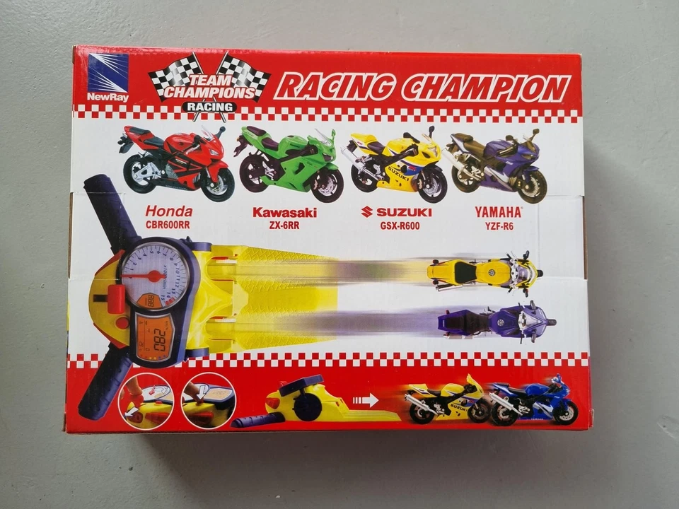 New Ray Racing Champion Moto Launcher Playset Honda & Kawasaki 1:18 Modellino - Photo 1/2