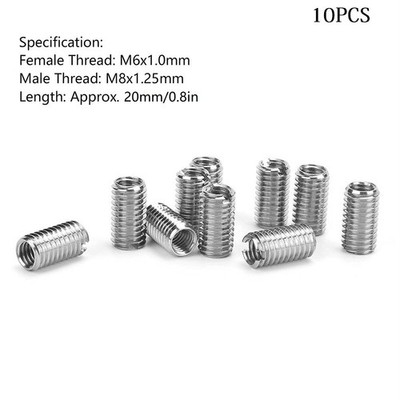 Thread Reducer Inner M6X1.0 Length 20MM Outer M8X1.25 Threaded Inserts