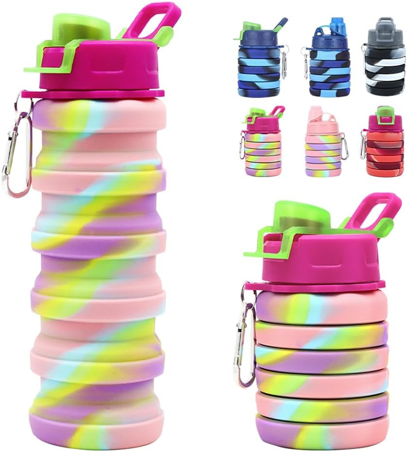 Silicone Collapsible Water Bottles, 16Oz 500Ml Portable Fold