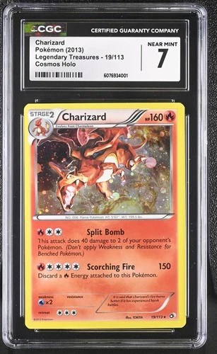 2013 POKEMON LEGENDARY TREASURES CHARIZARD #19 COSMOS CGC 7 NM #6076934001