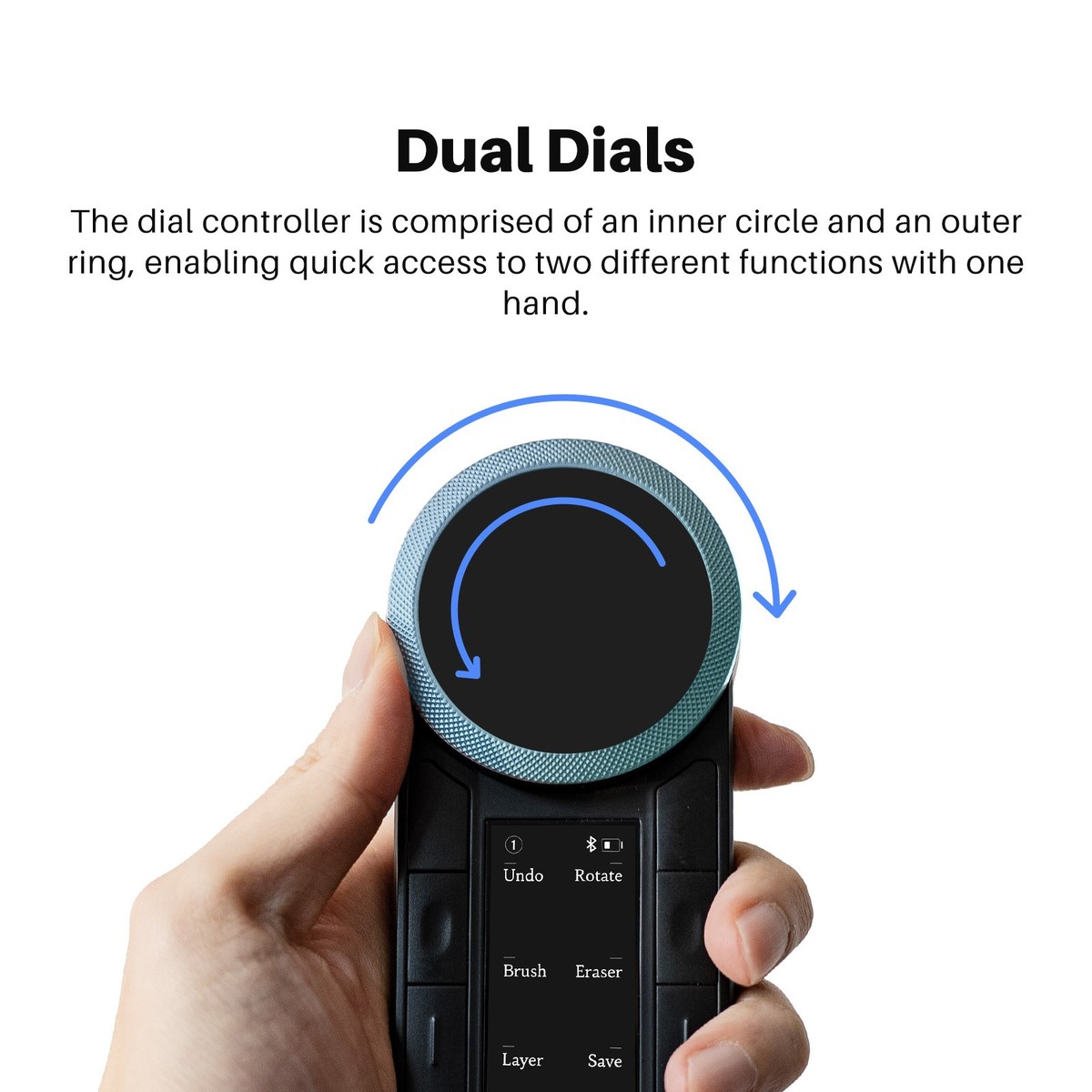 HUION Keydial Remote Bluetooth Programmable Keypad Dual Dials 60