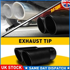 Black Car Tailpipe Twin Exhaust Tail Tip Trim Muffler Rear Pipe Stainless Steel
