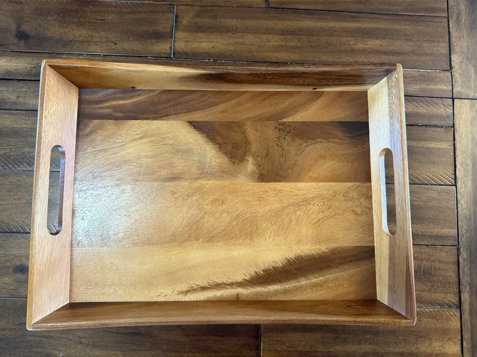 Bandeja otomana retangular Lipper International para servir madeira NOVA natural rústica boho - Imagem 2 de 4