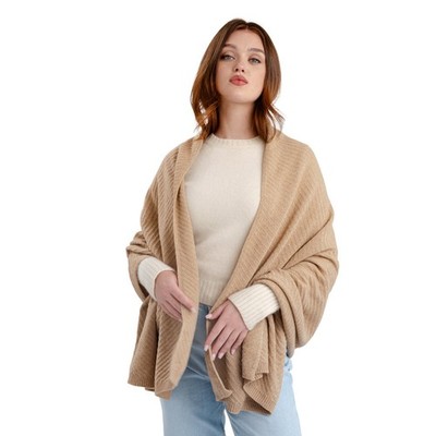 Saol Irish Blended Lambswool Cable Knit Multifunctional Shawl for Women
