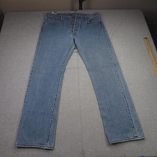 Levis 501 Jeans Mens 36x34 34.5x32 Blue Light Washed Out Button Fly Straight