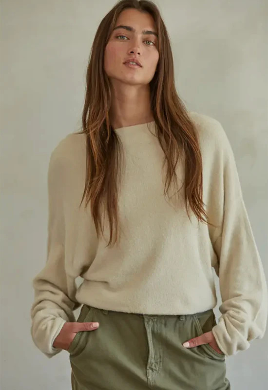 Boat Neck Long Sleeve Top - Clay