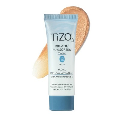 TiZO3 Mineral Sunscreen and Primer, Tinted Broad Spectrum SPF 40 with Antioxi...