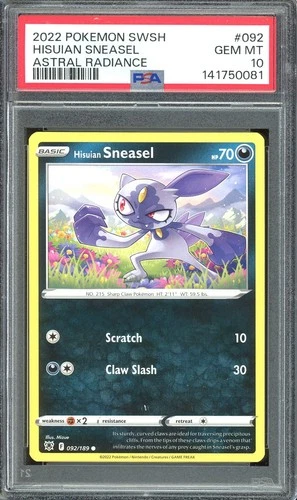 Pokemon TCG Sword & Shield Astral Radiance #092 Hisuian Sneasel PSA 10