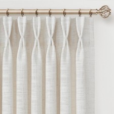 Memory Trained Pinch Pleated Curtains 90 Inches Long, Linen Curtains for Livi...