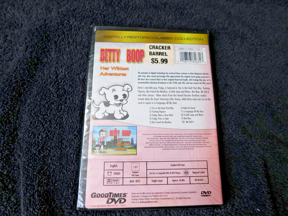 Betty Boop - Her Wildest Adventures (DVD, 2004) Cracker Barrell - Good ...
