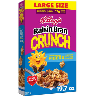 Kellogg's Raisin Bran Crunch Breakfast Cereal Large Size, 19.7 oz