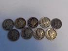 Lot Of Nine Mercury Dimes 1916-1945 90% Silver