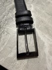 M&S Mens Black Genuine Leather Belt 34-36” Silver Buckle Marks & Spencer